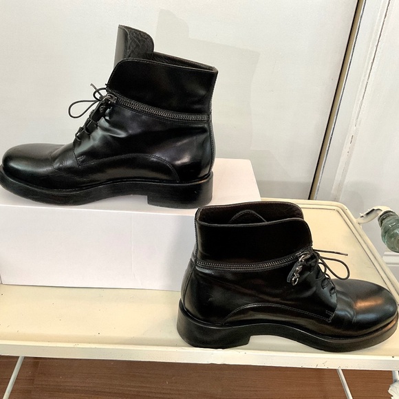 AGL Attilio Giusti Leombruni Black Leather Lace Up Combat Boots Size 9.5 - Picture 2 of 16